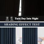 Vision Home Navy Blue Pinch Pleated Full Blackout Curtains Linen Blended Room - Image 5