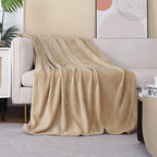 Beige Fleece Plush Throw Blanket 50"x60"for Couch Sofa Fuzzy Cozy Flannel | by JIAHANNHA