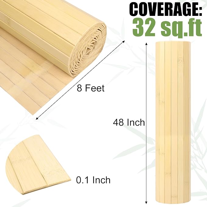 Bamboo Wall Panel for Interior Wall Decor, Renewable Pole Wrap Wainscoting Roll - Image 2