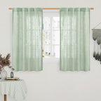 Fresh Green Linen Curtains 45 Inch Length by LAMIT