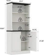 Bookshelf with Doors, Floor Standing Display Storage Cabinet - Image 2