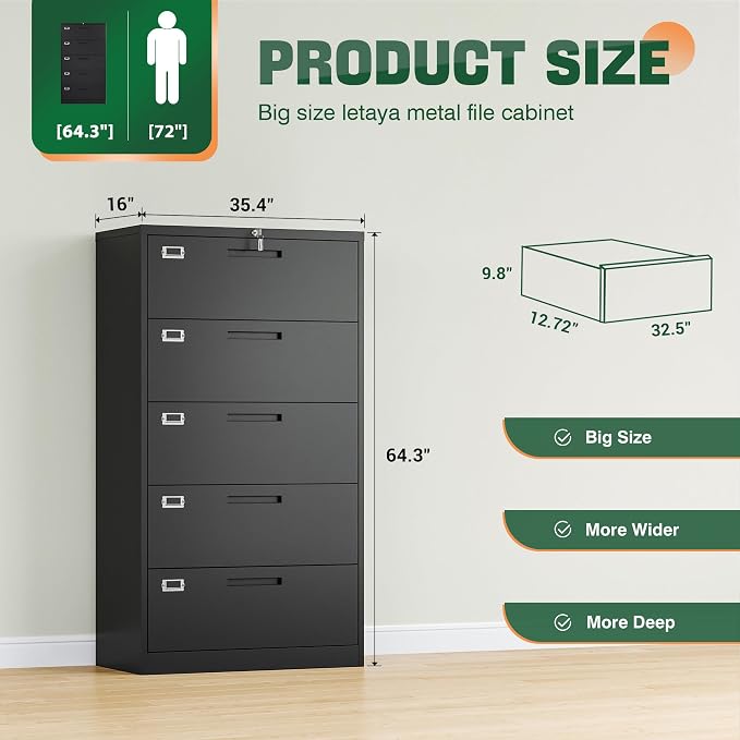 Letaya 5 Drawer File Cabinet - Image 3