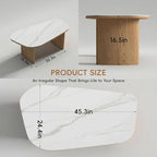 Luxury Marble Coffee Table, Premium Sintered Stone Top, Natural Wood Look Base - Image 2