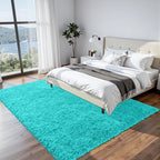8x10 Fluffy Shag Area Rugs for Living Room Bedroom: Soft Carpet Teal Blue | - Image 2