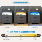 LED Night Stand with Gun Drawer, Bedside Table with Charger Station & Human - Image 3