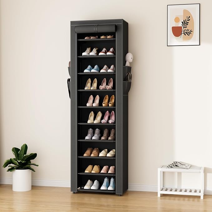 ROJASOP Shoe Rack with Covers 10 Tier Large Shoe Organizer Tall Shoe Closet - Image 8