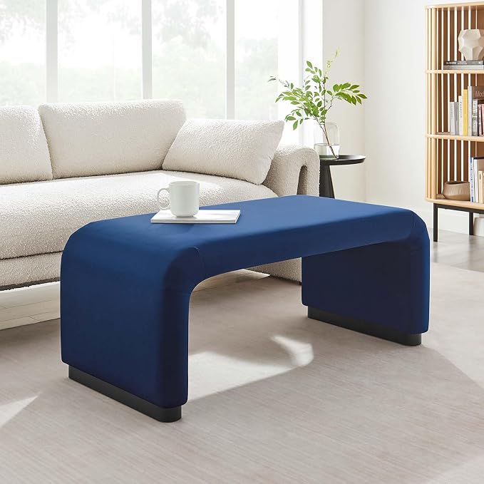 Modway EEI-6735-BLK-MID Koda Performance Velvet Waterfall Ottoman by Modway