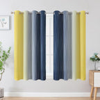 Navy Blue and Yellow Ombre Blackout Curtains - Image 2