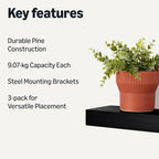 Amazon Basics Wood Floating Wall Shelves, 15.8" x 5" x 1.8" - Image 3