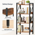 HOOBRO Bookshelf, 4-Tier Industrial Bookcase, Book Shelf Storage Organizer - Image 6