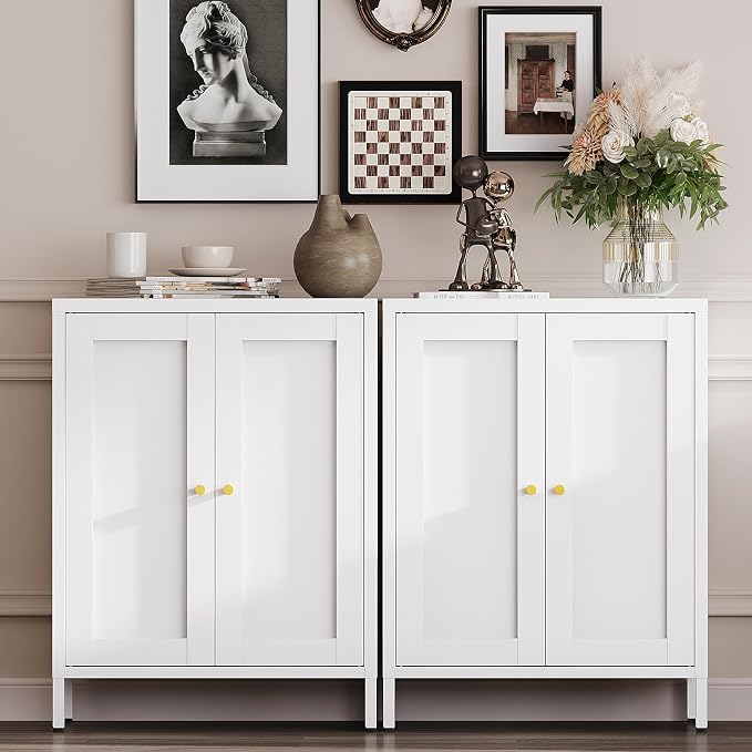 YAUWOH Metal Bathroom Storage Cabinet, Bathroom Floor Storage Cabinet - Image 4
