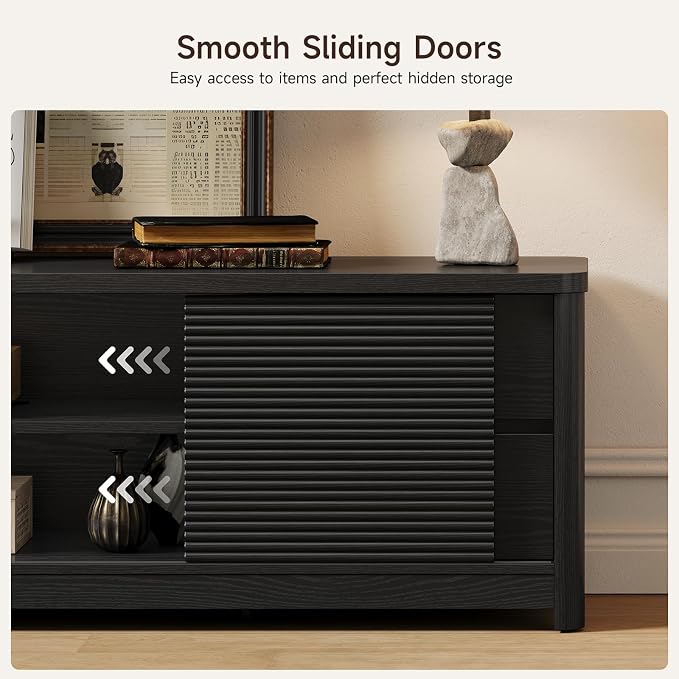 Fluted TV Stand for Living Room, Mid Century Modern Entertainment Center - Image 4