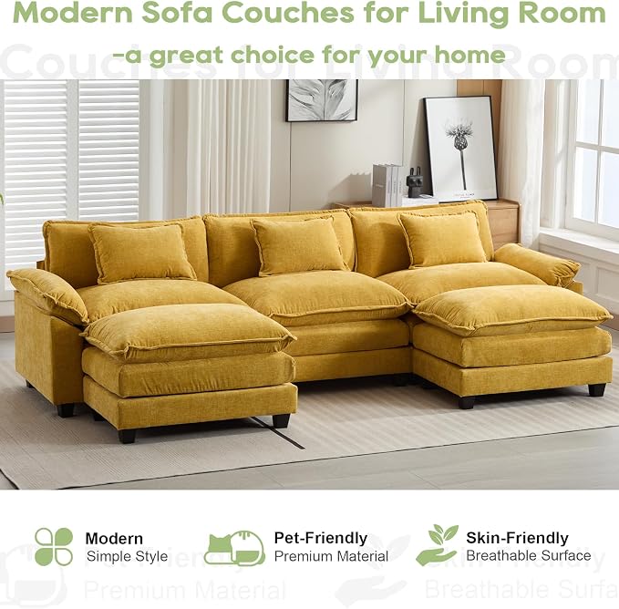 Oprisen 120" Modular Sectional Sofa, Comfy Cloud Couch Sectional Sofa - Image 7