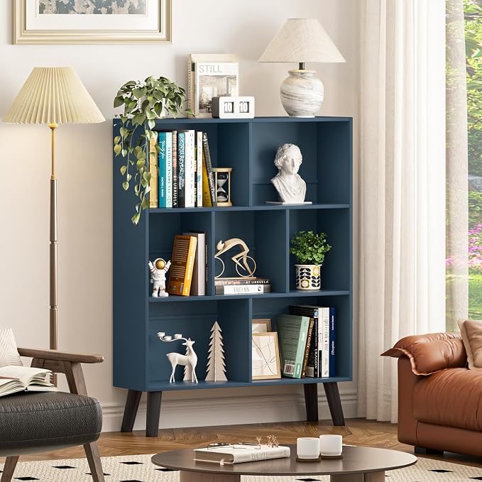 YAHARBO Blue Bookshelf, 3 Tier Book Shelf - Image 6