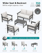 SERWALL HDPE Patio Conversation Set, 6-piece Sectional Outdoor Furniture Set - Image 2