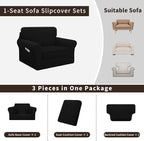 Easy-Going 3 Pieces Stretch Chair Cover Washable Chair Slipcover Set - Image 3