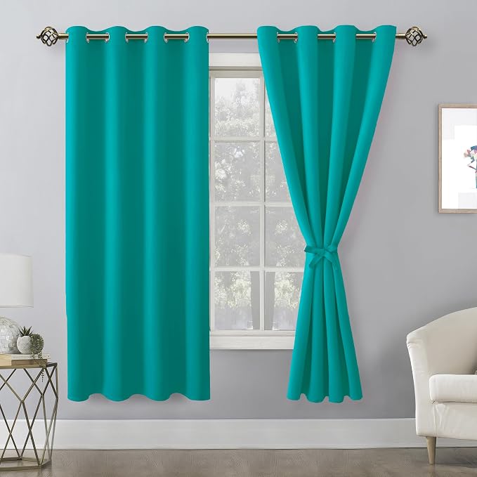 Blackout Curtains for Bedroom, Peacock Teal, 52 x 63 Inch, 2 Panels | Thermal - Image 8