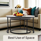 Otterease Nesting Tables Set of 2, 31.5" Round Coffee Table, Large Nesting - Image 5