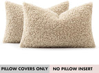 Faux Fur Throw Pillow Covers 20x12 Inch Set of 2 Boucle Neutral Decorative - Image 7