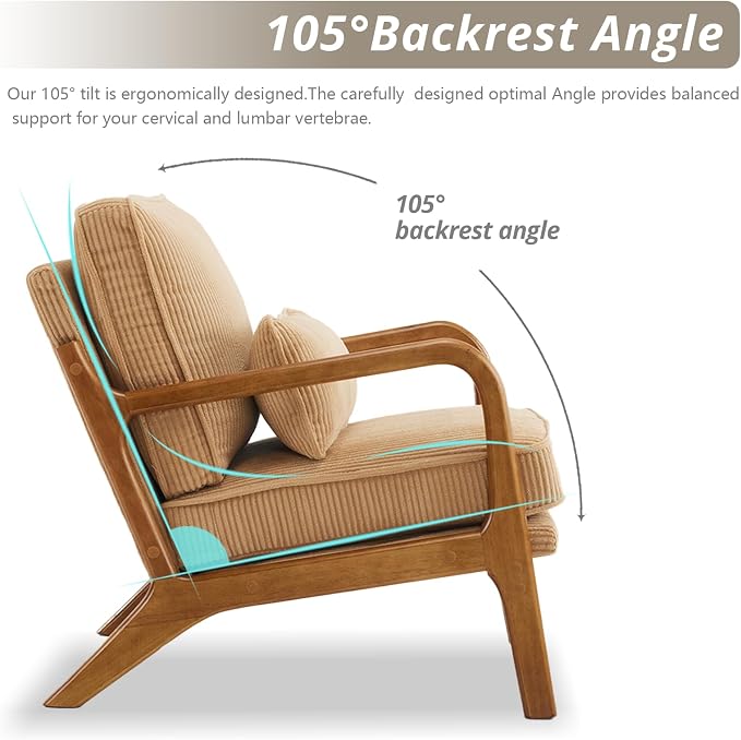 Karl home Mid-Century Modern Accent Chair, Living Room Chairs - Image 5