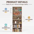Furniwell 71" Tall Bookcase Bookshelves, 6 Tier Floor Standing Bookcases Open - Image 5