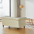LEVNARY Leather Sofa, Chesterfield Tufted Upholstered 2 Seater Couch, Modern - Image 8