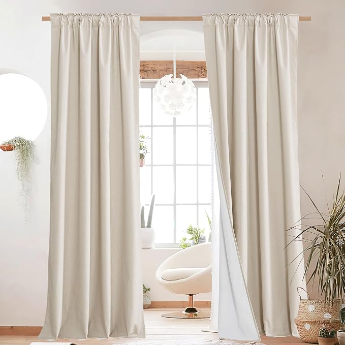 NICETOWN 100% Blackout Linen Curtains - Image 2
