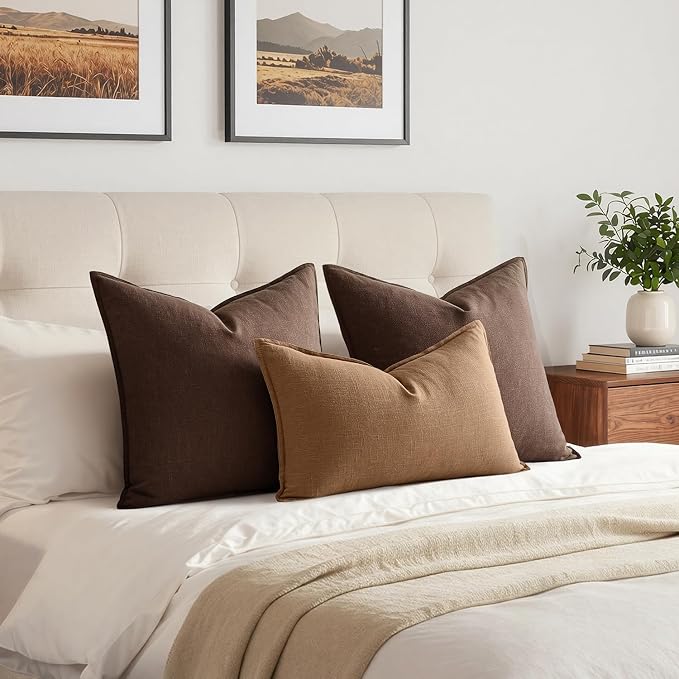 MIULEE Decorative Linen Lumbar Pillow Cover 12x20 Inch Brown | Fall Autumn Boho - Image 4