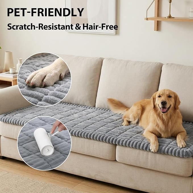 Fixwal Waterproof Flannel Dog Couch Cover, 27.6" x 70.9", Light Gray | - Image 4