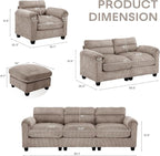 HAOMARKETS Corduroy 3-piece Sofa Set, Upholstered Ottoman, Loveseat 2-Seater - Image 2