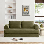 HANXIN 80 Inch Convertible Sleeper Sofa Bed, High Back Plush Corduroy Folding - Image 7