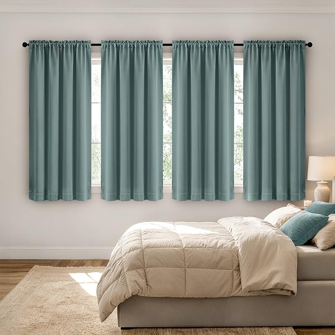 MIULEE Dusty Blue Blackout Curtains 4 Panels Set 72 Inch Length Bedroom | - Image 2