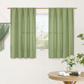 Semi Sheer Bedroom Linen Curtains 48 Inch Length 2 Panels, Sage Green | Light by LAMIT