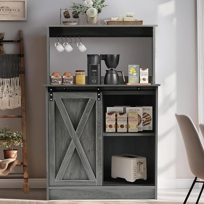 4ever2buy Farmhouse Coffee Bar Cabinet - Image 6