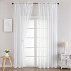 Chyhomenyc White Sheer Curtains 72 Inches Long 2 Panels by Chyhomenyc