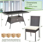 Tangkula 10 Pieces Wicker Patio Dining Set, Outdoor Rattan Table & Chairs Set - Image 5