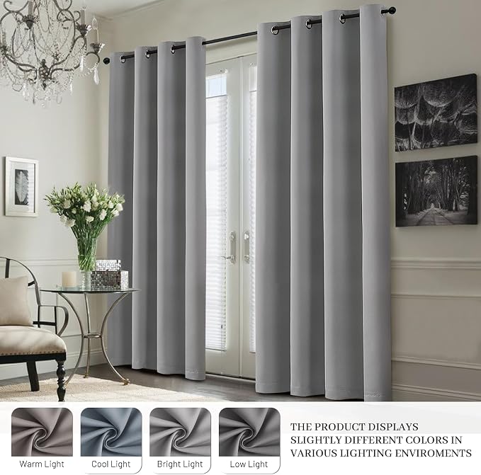 Yakamok Dove Grey 100% Blackout Curtains 84 Inches Long 50" Wide 2 Panel | - Image 7