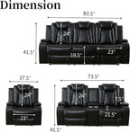 Power Recliner Sofa Set with LED, Air Leather Reclining Sofa Set, 3 Piece - Image 2