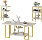 AWQM Faux Marble Table Set, Coffee Table & 2 Side Table, Faux Marble Tabletop - Image 9