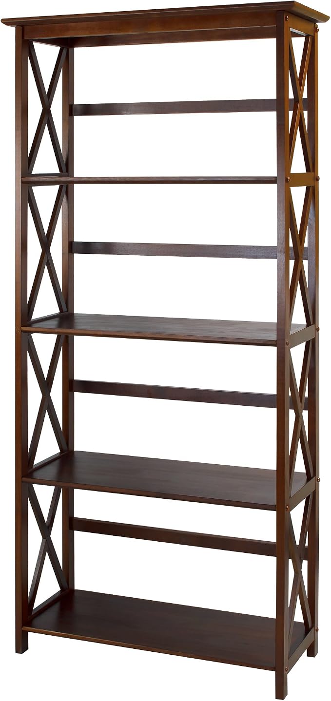 Montego 5-Shelf Bookcase-Walnut by CasualHome