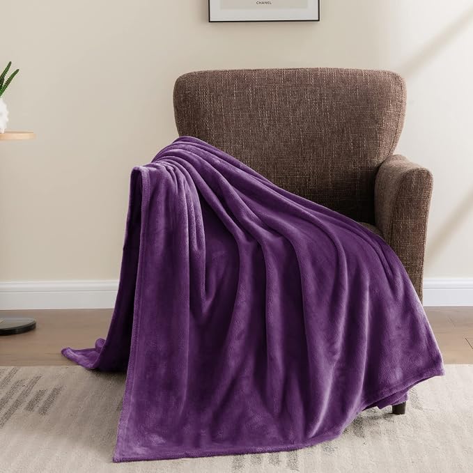 BEDELITE Fleece Blanket Soft Plush Twin Size Blanket Purple 60"x80" | Ultra - Image 7