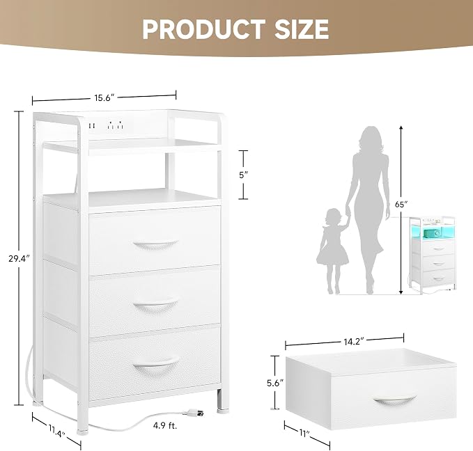 Lazzanto Night Stand Bedside Charger Bedroom - Image 3