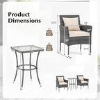 Tangkula 3-Piece Patio Furniture Set, PE Wicker Conversation Bistro Set w/A - Image 8