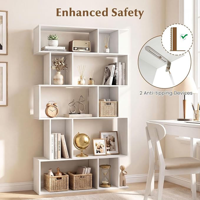 Giantex 5-Tier Bookshelves Set of 2, 10-Cube Geometric Bookcase - Image 7