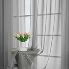Charcoal Grey Sheer Curtains 63 Inch Length 2 Panels, Rod Pocket Light - Image 8