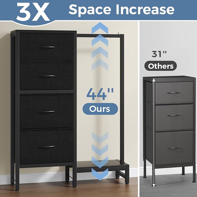 OLIXIS Dresser with Hanging Rack, 4 in 1 Storage Fabric Dresser - Image 3