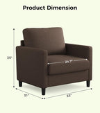 Welzona Sofa Accent Chair, Tool-Free Setup Living Room Accent Chairs, Comfy Arm - Image 2