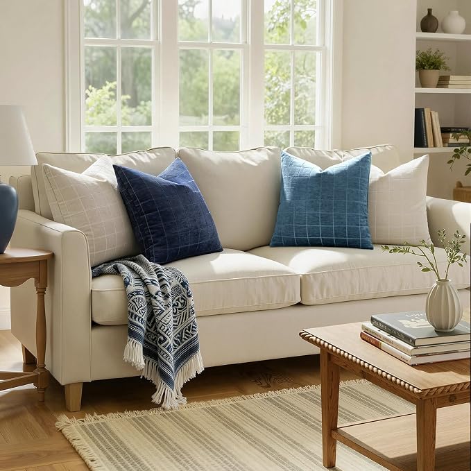 MIULEE Decorative Chenille Check Throw Pillow Covers Vintage Plaid Couch - Image 5
