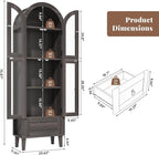 71" Tall Arched Cabinet with Acrylic Door, Modern Curio Arched Bookcase W/Drawer - Image 2