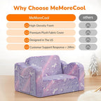 MeMoreCool Glowing Lavender Unicorn Kids Chair, 2-in-1 Convertible Kids Couch - Image 6
